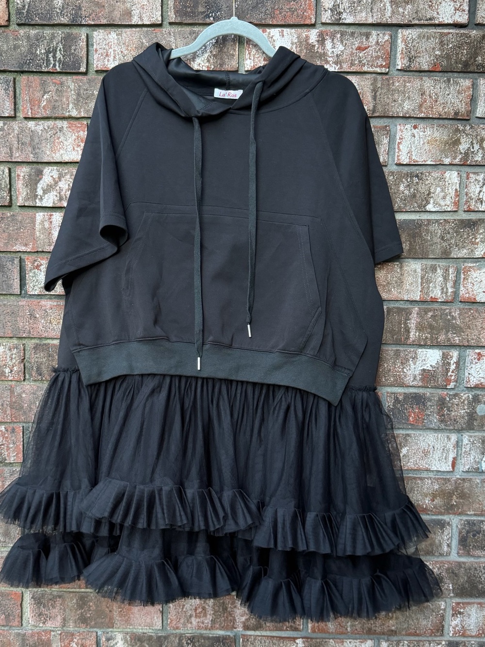 Black Hoodie Tulle Ruffle Dress - Picture 6 of 6